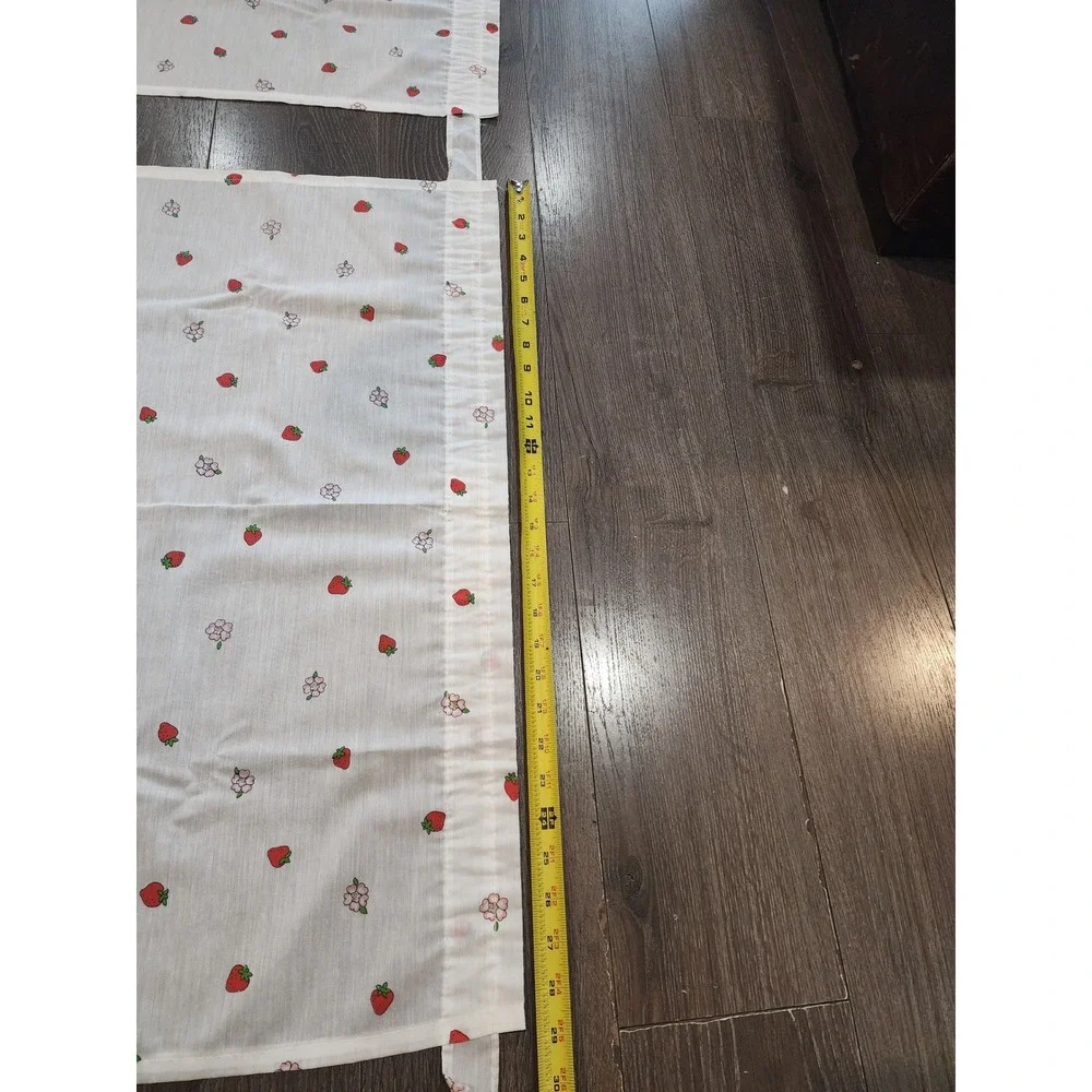 Vintage 70s Strawberry Shortcake Curtains 4 Panels Retro Nursery Decor 24x36